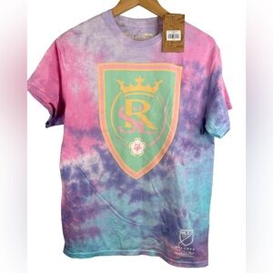 NWT MLS Rainbow Sherbet Real Salt Lake Multi Color Tie-Dye Pastel T-Shirt Size M